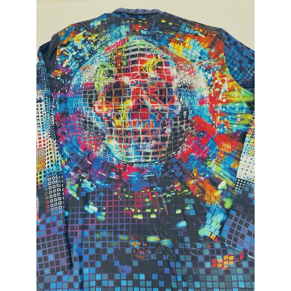 NWT Robert Graham DISCO SKULL Embroidered Sequined Disco Ball Shirt 3XL $328 - Picture 14 of 16